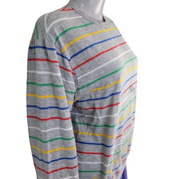Wrangler Vintage 80s Sweatshirt Unisex XL Women Men Primary Stripe Shirt Top Fun - Picture 13 of 13